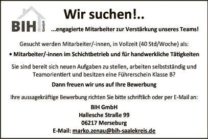 Stellenangebot BIH GmbH